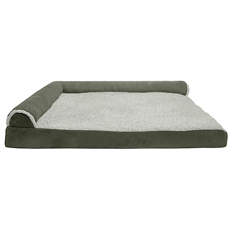 FurHaven Two-Tone Faux Fur and Suede Orthopedic Deluxe Chaise Lounge Sofa Pet Bed